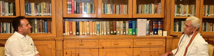 Sunil Sharma meeting LG Manoj Sinha at Raj Bhawan Srinagar