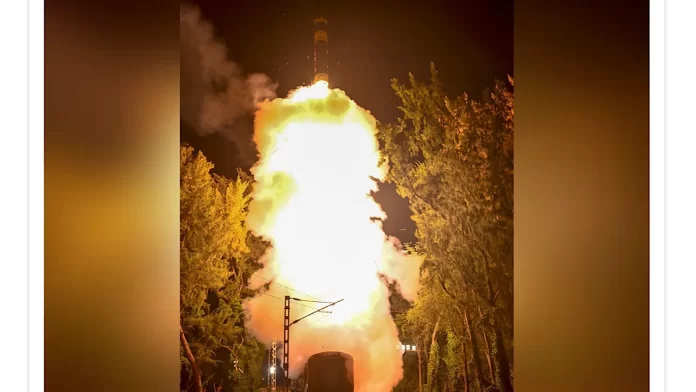 Agni-Prime missile launch from rail-based mobile launcher