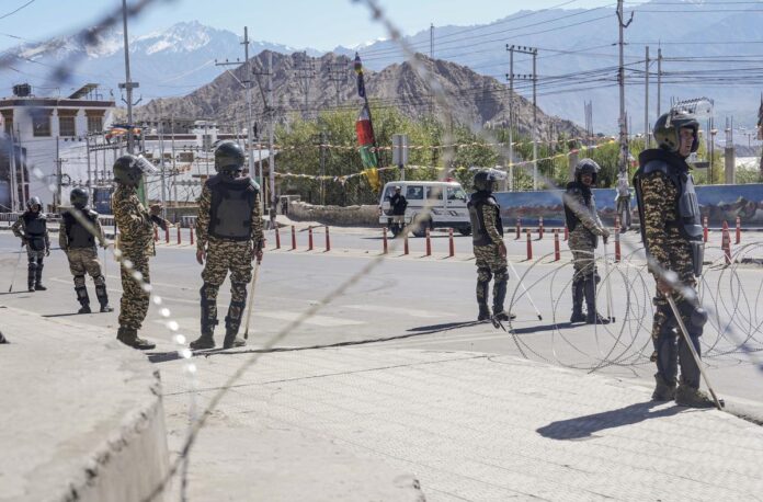 Leh town view capturing calm amidst curfew tensions